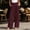 Wine, variant on Women Wide Leg Pants High Waisted Dress Work Trousers Pleated Button Business Casual with Pockets Black XL(XL)