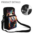 thumbnail image 5 of FUIALDOLG Watercolor Splash Panda Cellphone Crossbody Purse, Portable Zip Sling Satchel for Daily Travel and Work Use, 5 of 7