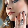thumbnail image 1 of Anillos para mujer, regalos para mujer, adornos vintage de plata para la mano, anillo abierto con forma de hoja, joyería para mujer., 1 of 5