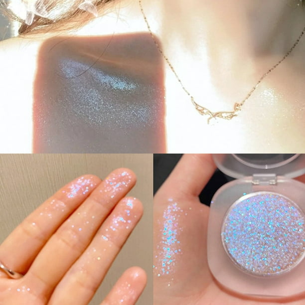 HEVIRGO Highlighter Powder Multi-Use Glitter Synthetic Glitter Highlighting  Makeup Powder for Girl 