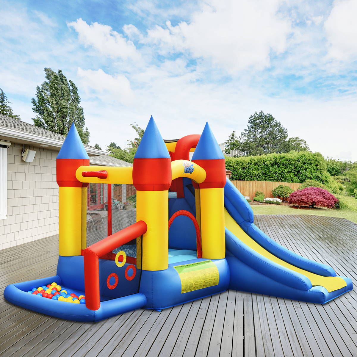 Costway Inflatable Bounce House Slide Bouncer Kids Castle Jumper w/ Balls & 780W Blower - image 3 of 10