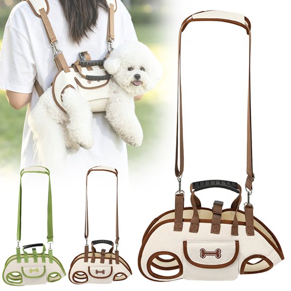 CPHDW7 Pet Carrier Backpack for Small Dogs Breathable Mesh Travel Bag Hands Free Crossbody Shoulder Sling with Safety Leash Clip for Hiking Car Trips