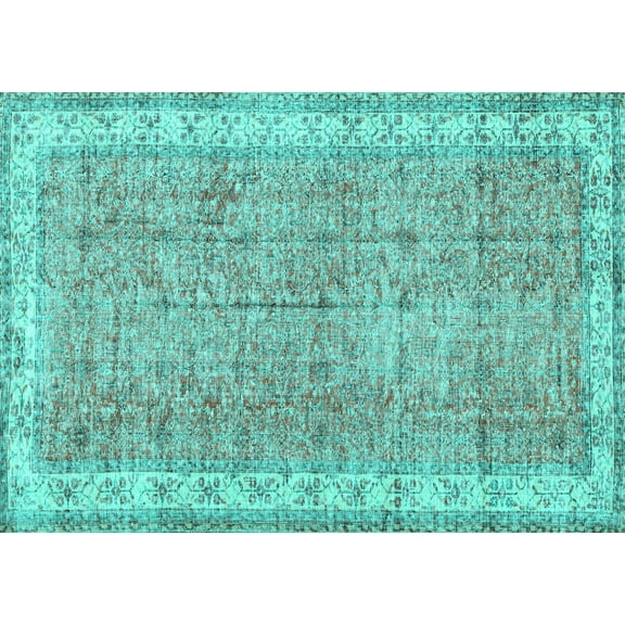 Ahgly Company Machine Washable Indoor Rectangle Persian Turquoise Blue Traditional Area Rugs, 5' x 7'