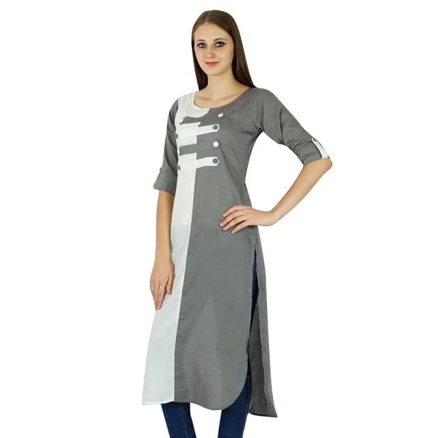 Kurti Décontractée Femme Haut Ethnique Indien Kurta Tunique en Coton Robe Unie de Designer