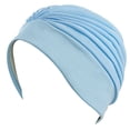 thumbnail image 2 of Beemo Swim Caps for Women Swimming Turban Polyester Latex Lined Pleated for Ladies - Light Blue, 2 of 3