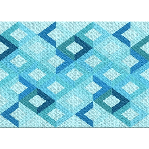 Ahgly Company Machine Washable Indoor Rectangle Transitional Deep Sky Blue Area Rugs, 2' x 5'