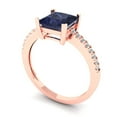 thumbnail image 2 of 1.62 ct Princess Cut Simulated Blue Sapphire Solitaire with Simulated Diamond Accents 14K Rose Gold Womens Engagement Ring, 2 of 5