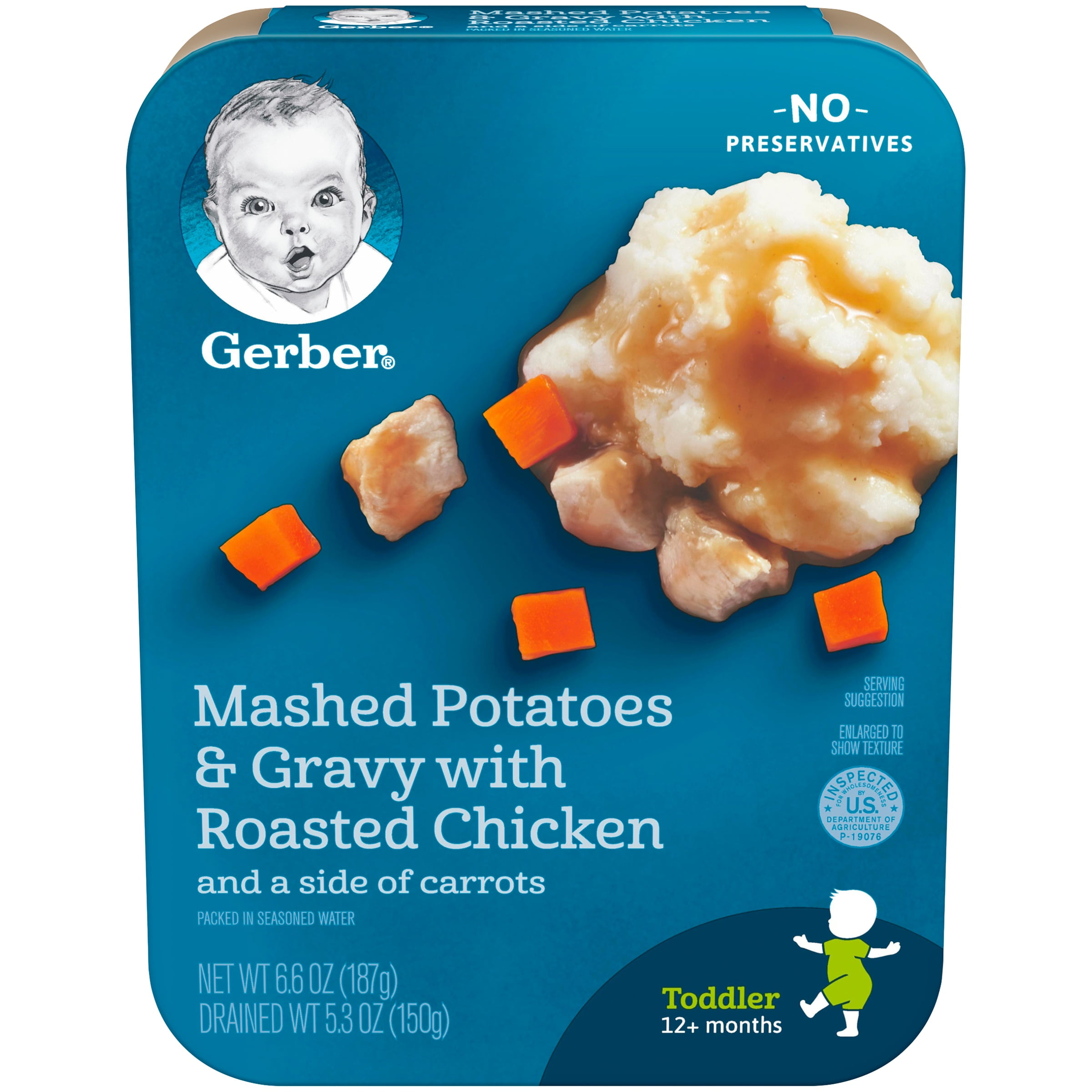 Gerber Toddler Food, Roasted Chicken Mashed Potato Carrot Baby Food, 1