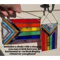 thumbnail image 3 of Bandera de vidrio de colores Progress Pride, panel de vidrio de colores hecho a mano con atrapasol LGBTQ, atrapasol para colgar en la ventana Progress Pride, decoraciones para interiores y exteriores, 3 of 7