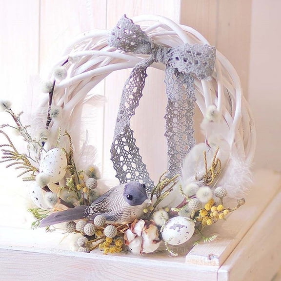 Ludlz White Rattan Ring Wreath DIY Crafts Base for Christmas Wreath Door Garland Home Decoration Gift Hanging Decor