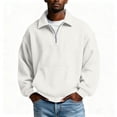 thumbnail image 2 of gbyLJF Mens Quarter Zip Sweatshirts Solid Color Long Sleeve Turndown Collar Sweaters Loose Fit Autumn Casual Pullover Tops, 2 of 6