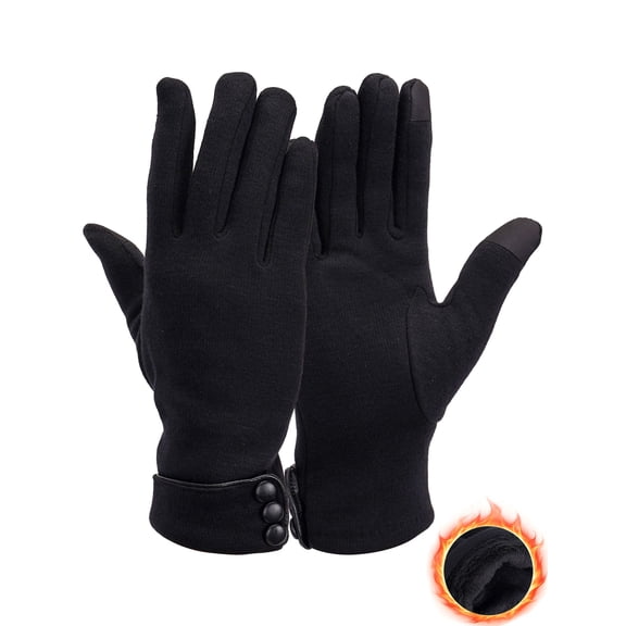Gustave Womens Touchscreen Texting Gloves Winter Warm Thermal Fleece Lined Gloves Ladies Girls Windproof Driving Gloves, Black