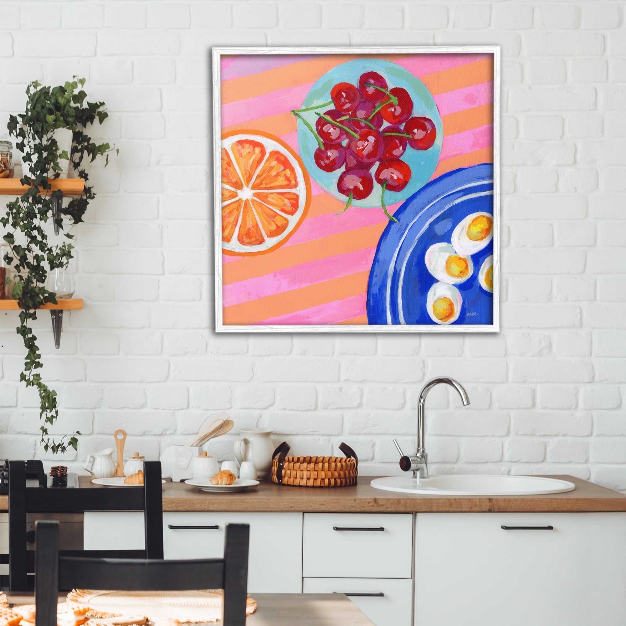 Stupell Industries Summer Snacks Picnic Blanket White Framed Giclee Art, design by Rachael Reese
