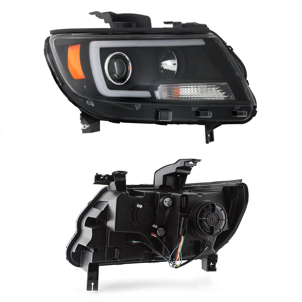 AKKON - For 2015-2022 Chevy Colorado Full LED Daytime Running Lamp Bar Projector Headlights Black Housing Clear Lens Set