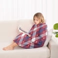 thumbnail image 4 of Red and Blue Star Argyle Pattern Blanket Hoodies for Kids 6-13YR Oversize Wearable Blanket Hoodies for Boys Girls Teens, 4 of 7
