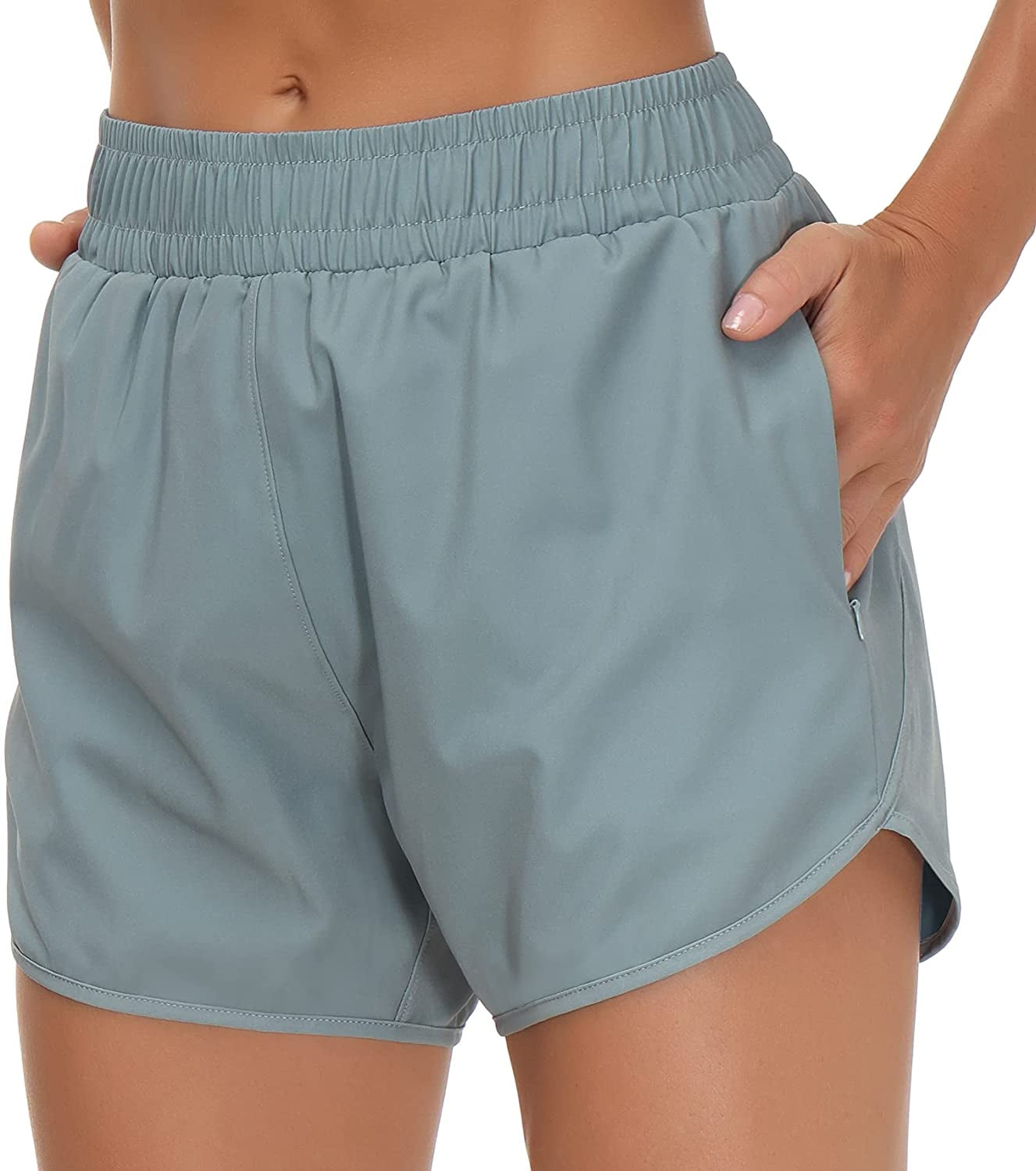 Womens Running Shorts with Zipper 