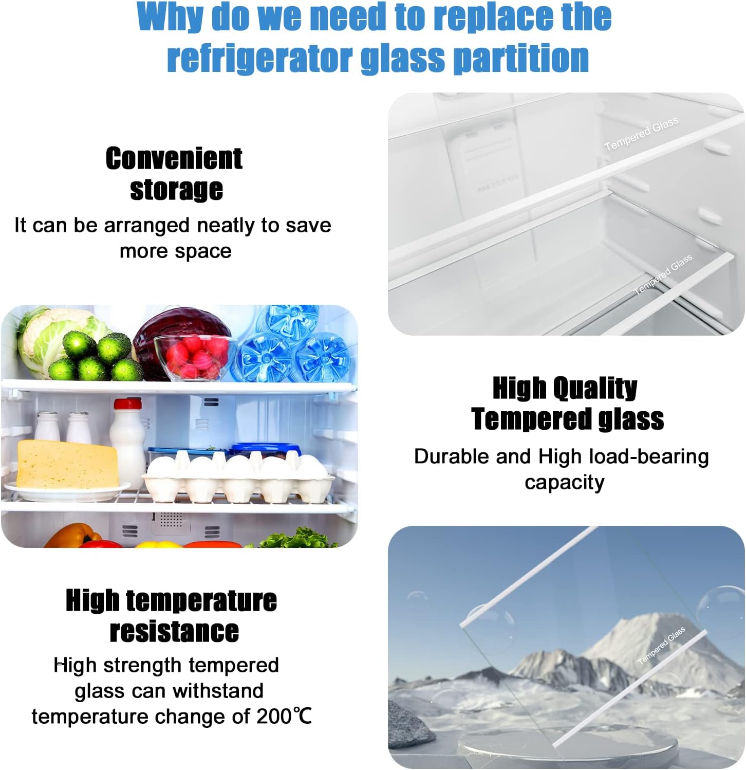 W11130203 Freezer Glass Shelf  for   Refrigerator - 11.7" X 10" (2 Pack)