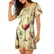 thumbnail image 2 of Fotbe Wine Bata de Dormir para Mujer con Estampado, Camisón de Algodón de Manga Corta, Ropa de Dormir Casual, 2 of 6