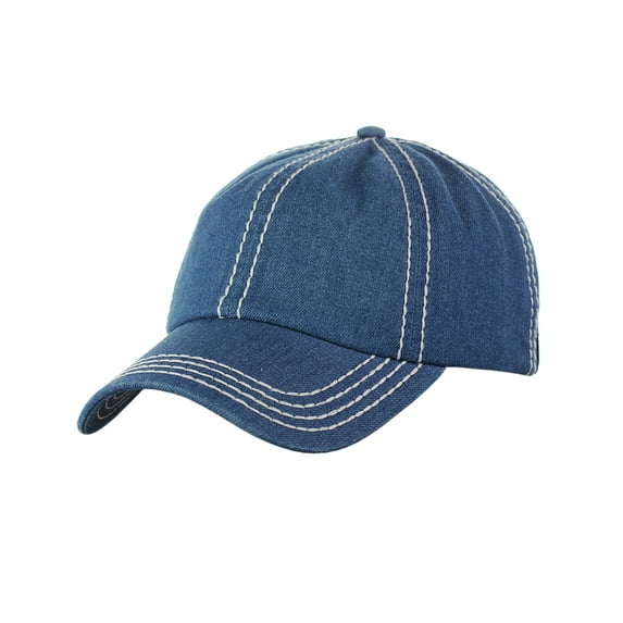C.C Unisex Denim Adjustable Velcro Strap Low Profile Baseball Cap Hat, Blue