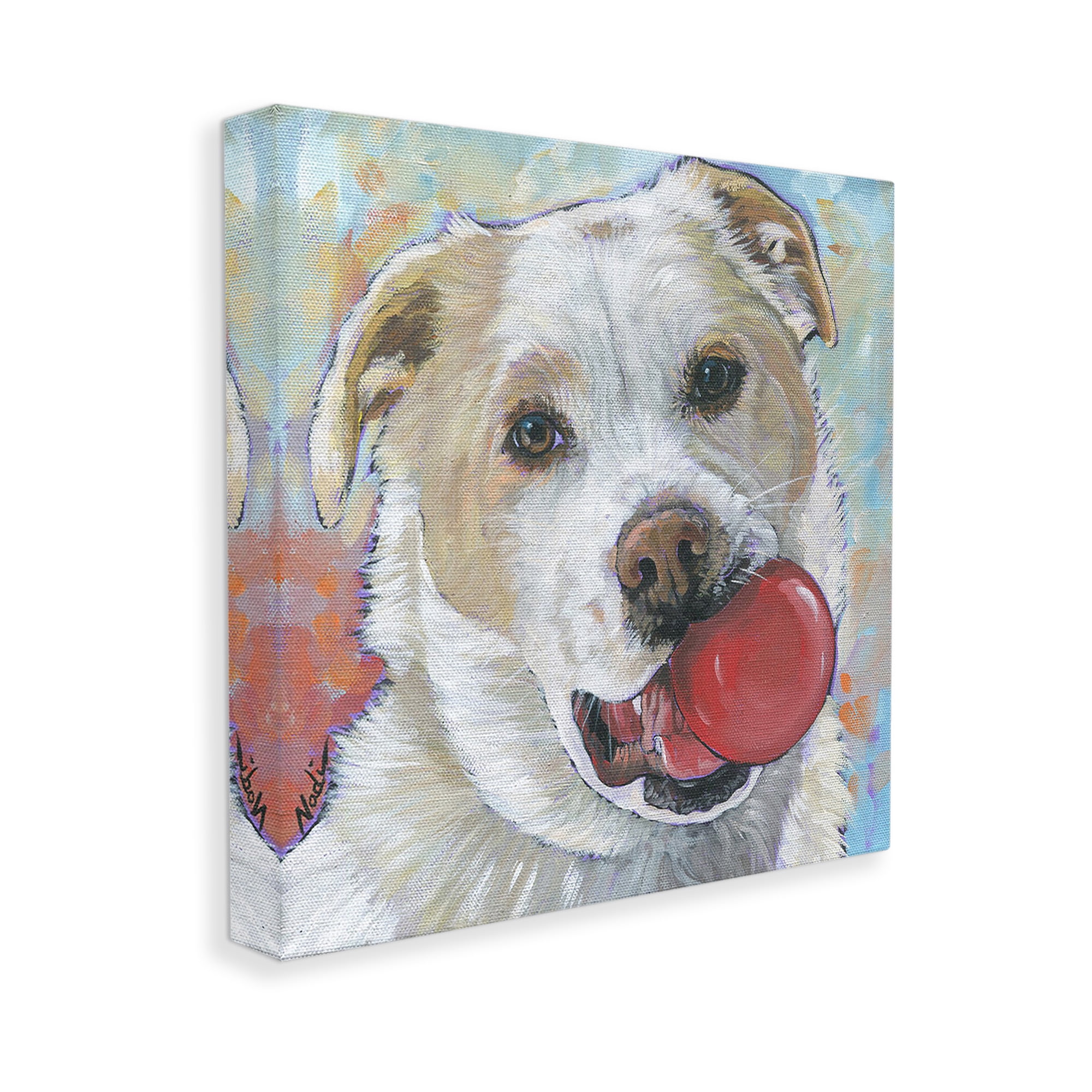 Stupell Industries Dog & Ball Portrait Animals & Insects Painting Gallery Wrapped Canvas Art Print Wall Art, 30 x 30