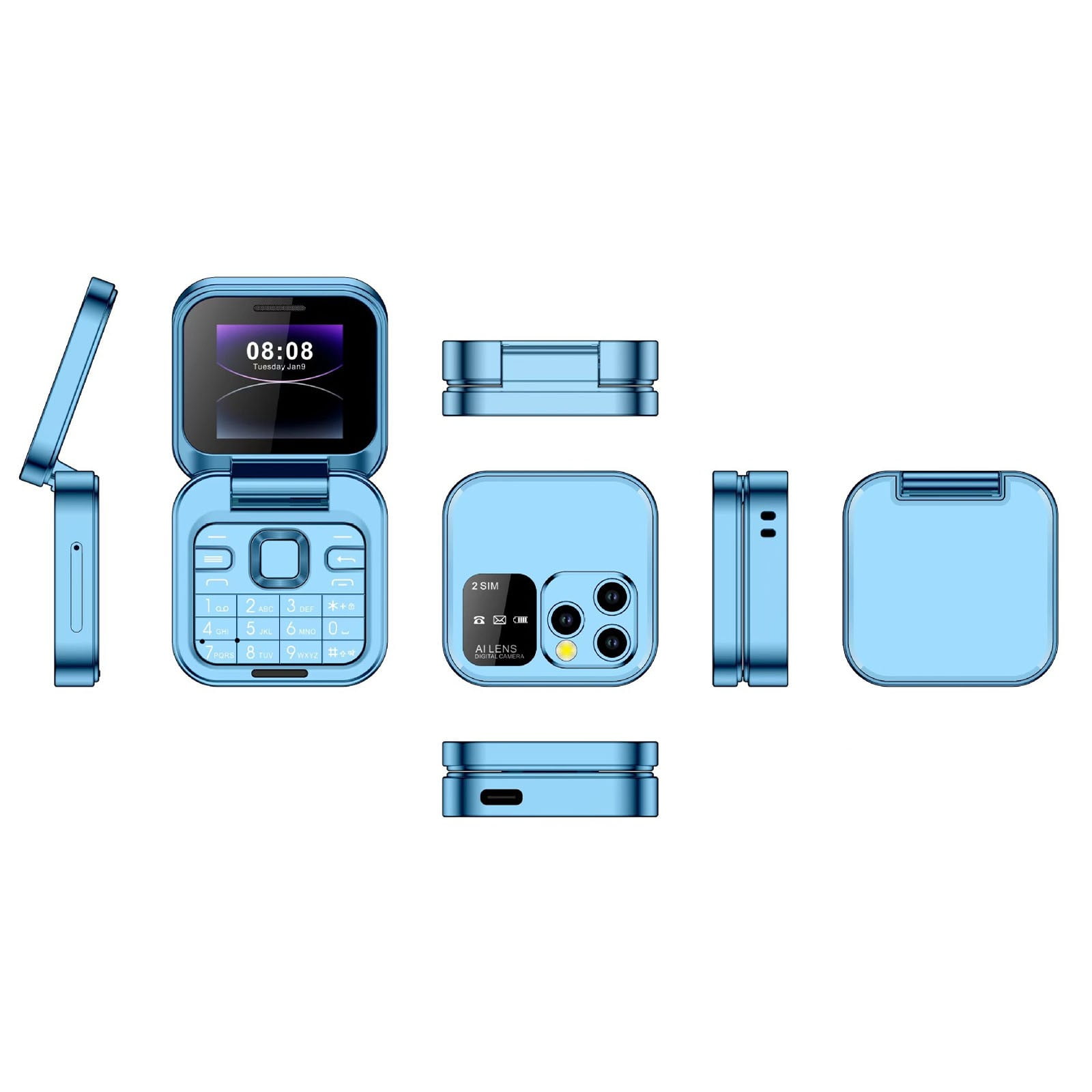 Mini Flip Mobile Phone,Foldable Cell Phone with FM Radio Magic Voice Speed Dial Vibration,2 SIM Card Small Display Foldable Cell Phone,Easy to Use,Gift for Father's Day/Mother's Day