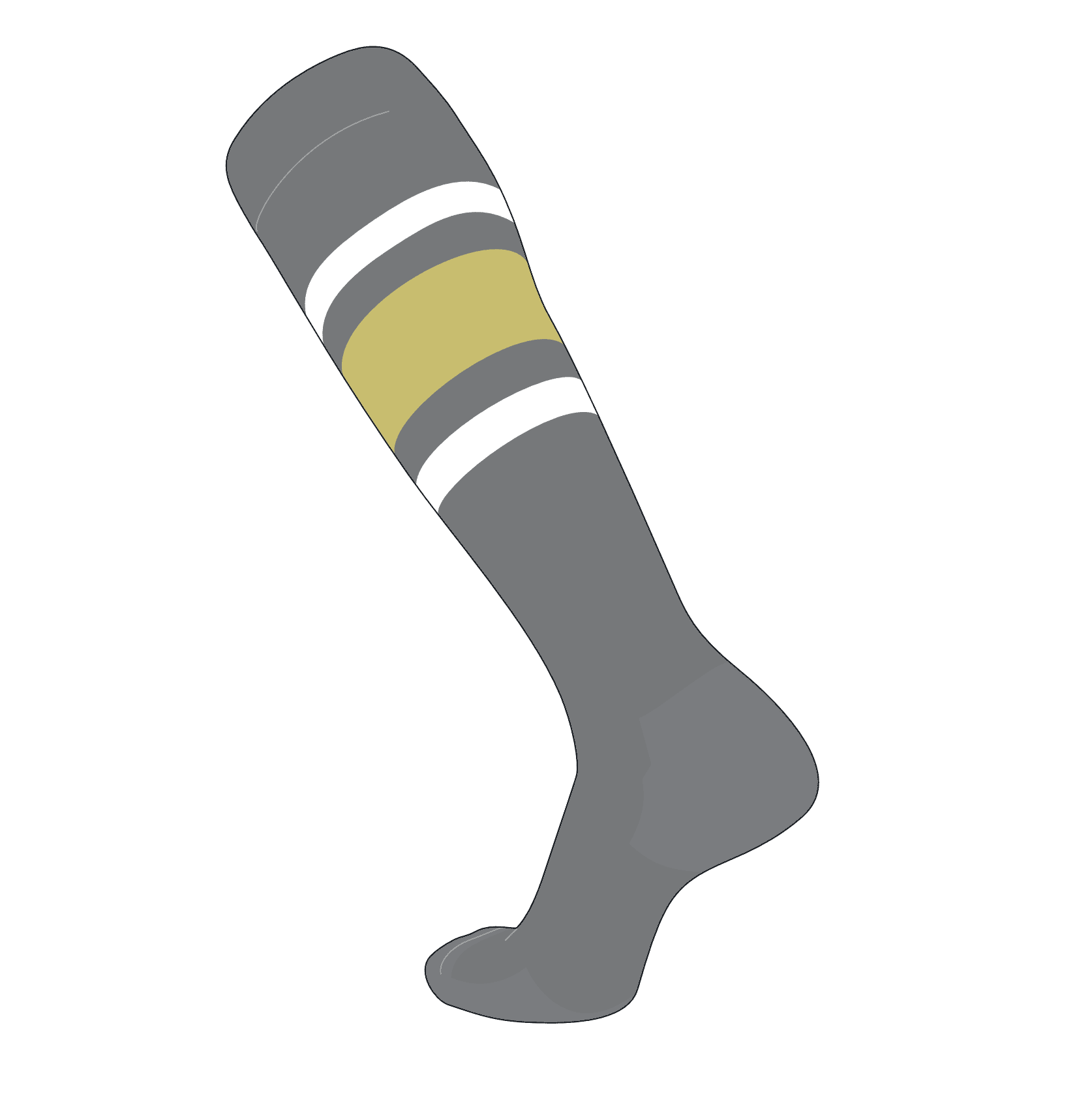 Grey Gold Black TCK Elite Baseball Football Knee High Striped Socks E 