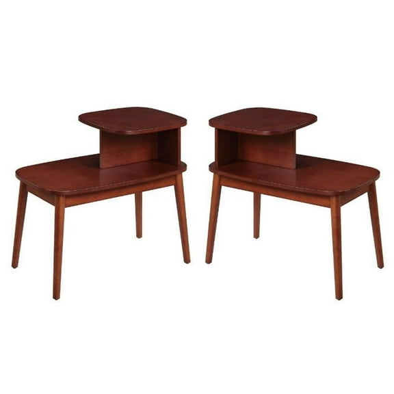 Home Square Maxwell End Table in Mahogany Wood Finish - Set of 2
