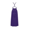 thumbnail image 6 of Lopecy-Sta Maxi Dress for Women Burgundy Backless, Spaghetti Strap Twist Tie Waist Flowy Long Sundress, Summer Beach Vacation Dress with Pockets, Elegant Formal Evening Gown for Wedding Guest, 6 of 9