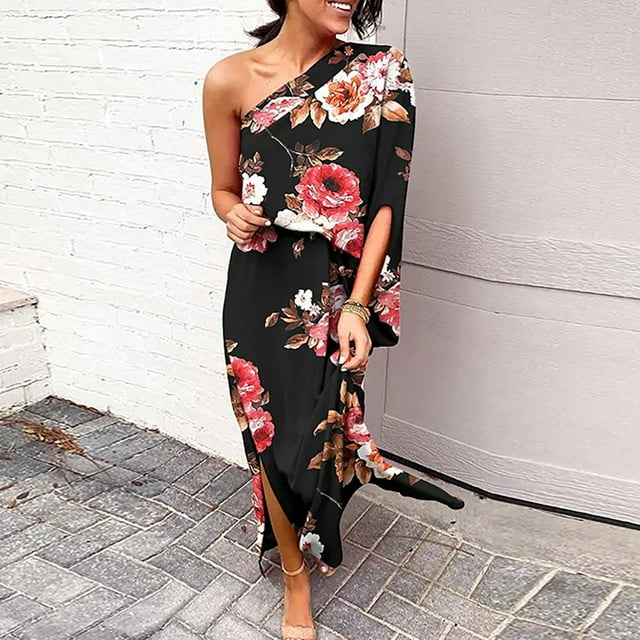 Women‘s Spring Fashion 2023 One Shoulder Ruched Bodycon Dresses Sexy Fitted Cocktail Party Dress