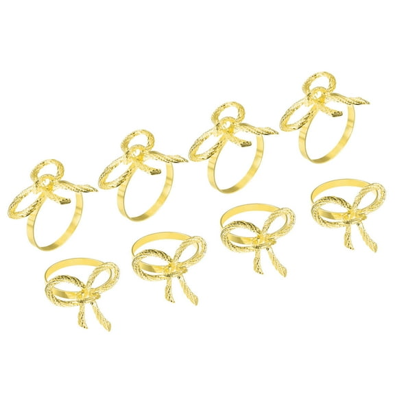 Uxcell Napkin Rings, 8 Pack 38mm ID Alloy Bow-knot Napkin Buckles, Gold Tone