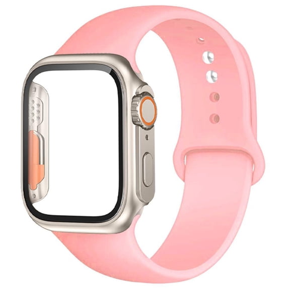 LEIXIUER Silicone Sport band   Glass Hard Case Compatible with Apple Watch Bands and Case 45mm 44mm 41mm 40mm Women Men, Sport Strap and Tempered Glass Bumper Cover for iWatch Series 9 8 7 SE 6 5 4