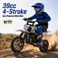 thumbnail image 6 of QEASET Mini Bicycles Ride-On Toy, 39cc 4-Stroke Gas Powered Off-Road Motorcycle with Rear Suspension & Disc Brakes, 18 MPH Top Speed, Supports Up to 165 lbs, Black, 6 of 8