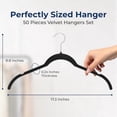 thumbnail image 2 of SereneLife 50-Piece Shirt Hangers, Premium Non-Slip Velvet Hangers Pack with 360° Swivel Hooks, Slim Space-Saving Design for Tops, Jackets, Blouses, & Strappy Dresses, Supports 8 lbs, (Black), 2 of 7