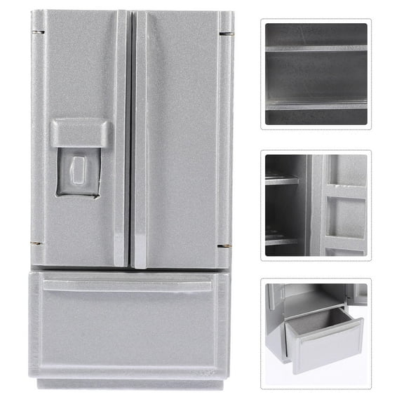 FESTFENDS 1Pcs Mini Dollhouse Fridge in Grey for Home Decoration and Mini House Furniture Enthusiasts
