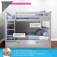 thumbnail image 2 of Max & Lily Solid Wood Twin over Twin Bunk Bed with Storage Trundle for Kids, Grey, 2 of 12