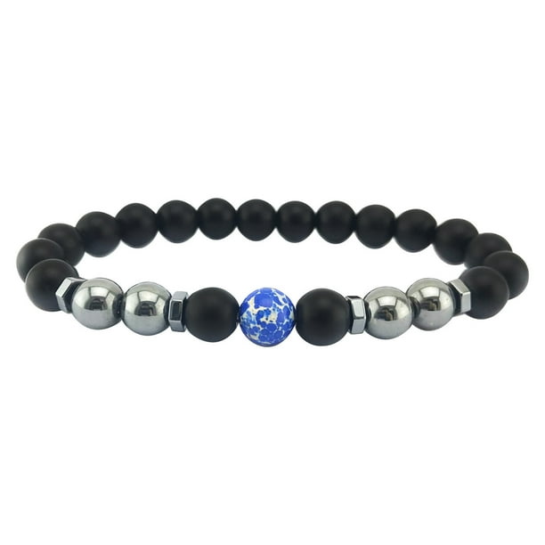 Fiudx Pulsera de Turquesa Blanca de Lujo de Moda con Cuentas y Tobillera Elástica para Mujer.