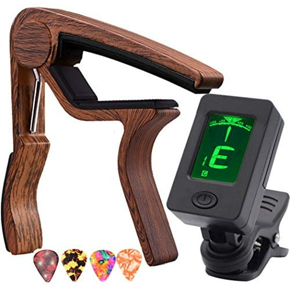 Capo Guitar Capo Rosewood Capo with Guitar Tuner Clip-On Tuner for acoustic guitar and More