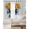 thumbnail image 2 of Yellow Spring Floral Blackout Curtains for Bedroom Living Room Darkening Curtains 54 Inch Long Blue Bow Knot Botanical Green Short Curtain for Small Window Treatment Grommet Drapes 42"x54"x2, 2 of 9