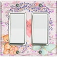thumbnail image 1 of Metal Light Switch Wall Plate Outlet Cover (2 Teddy Bears With Love Heart Flower Balloon Flower Wreath Pink - Double Rocker), 1 of 2