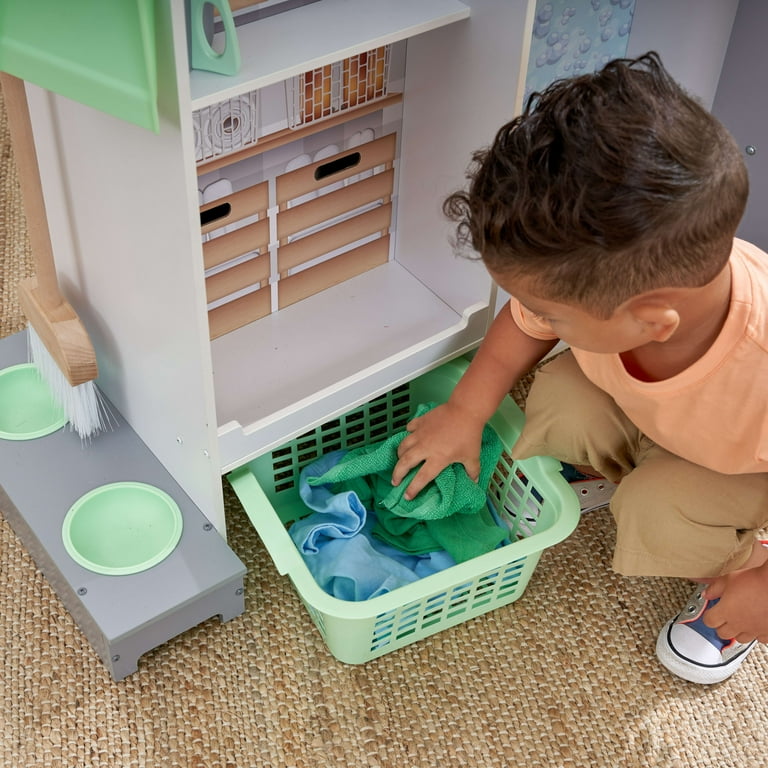KidKraft Wooden 2 in 1 Kitchen Laundry Play Set with 10 Accessories