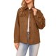 thumbnail image 1 of CHAQUETA CHIC INSPIRE para Mujeres de Ante Falso con Cuello Caído, Manga Larga, Casual, Botón Abajo, Talla XS, Marrón, 1 of 6