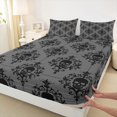 thumbnail image 4 of Homewish Horror Halloween Skull Bed Sheets,Baroque Damask Full Size Sheets,Gray Black,4-Piece,1 Flat Sheet, 1 Fitted Sheet and 2 Pillowcases, 4 of 6