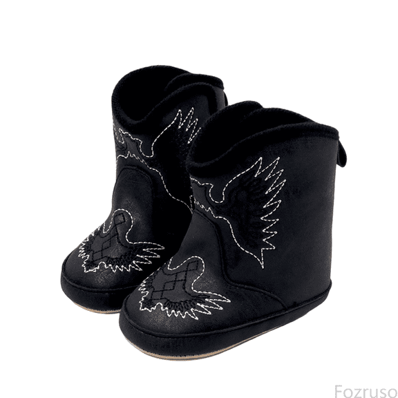 Fozruso Autumn And Winter Baby Boots Cowboy Boots 0 12 Months Old Baby Fashion Embroidered Cartoon Mid Calf Boots,Boys Boots Sizes 12 Toddler(1-4 Months)