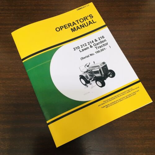OPERATORS MANUAL FOR JOHN DEERE 210 212 214 216 LAWN & GARDEN TRACTOR  190001-up - Walmart.com