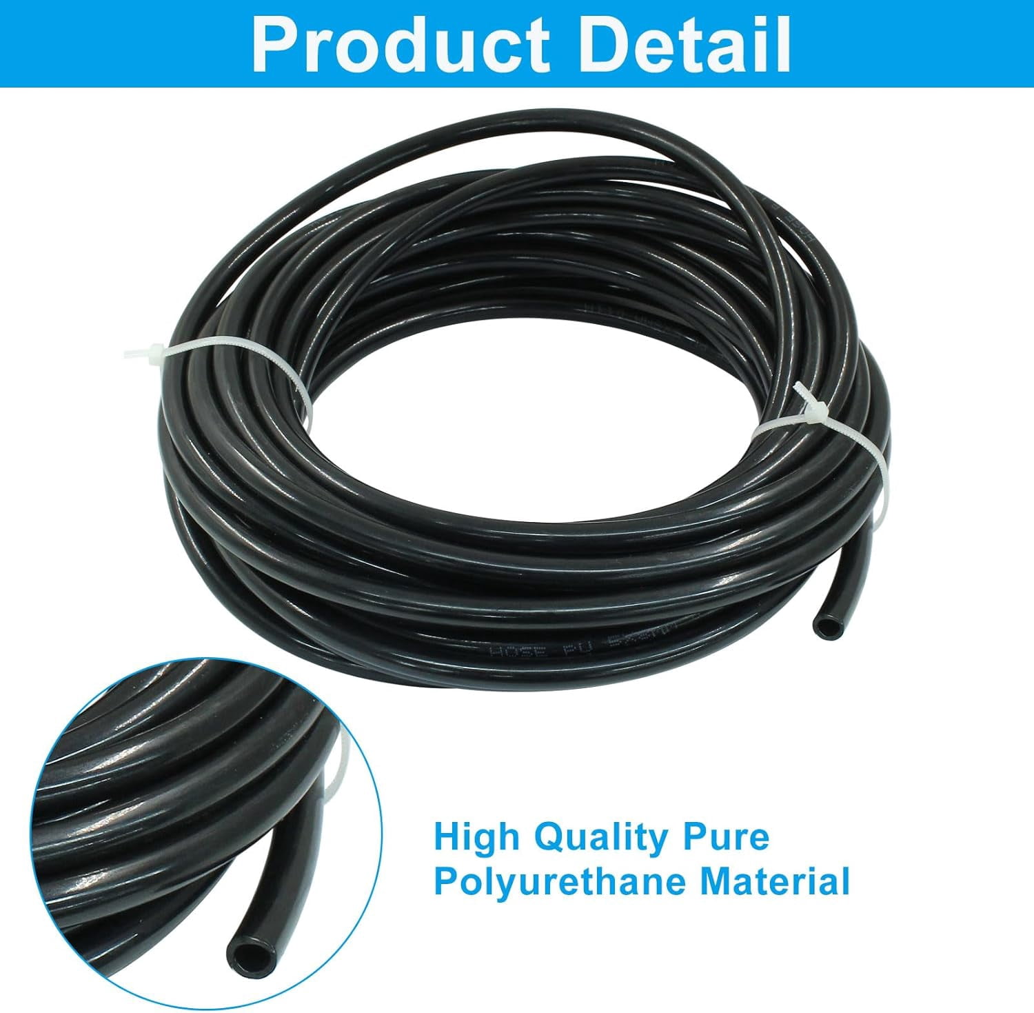 MKEUDQ-8mm x 5mm Pneumatic Tubing PU Polyurethane Air Compressor Tubing Air Hose Line for Fluid Transfer (Black 32.8ft/10Meters)