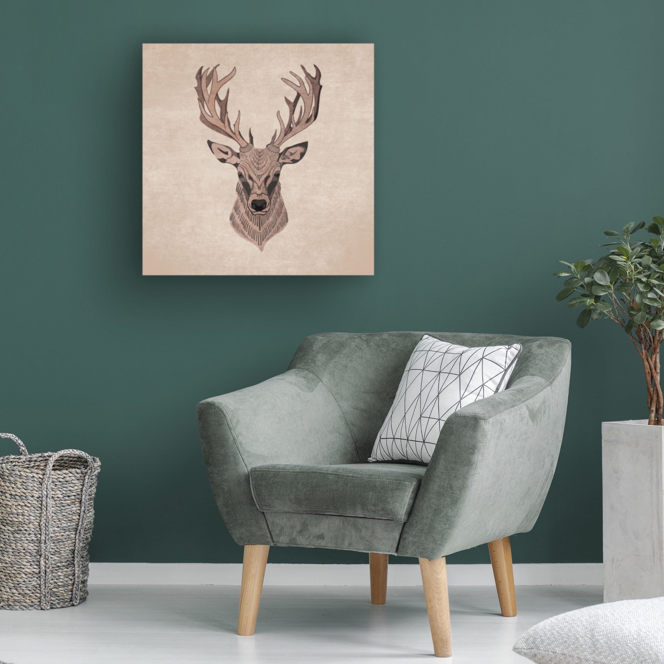 Trademark Fine Art Emel Tunaboylu Geyik Kafa Canvas Wall Art