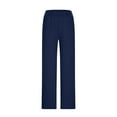 thumbnail image 4 of Scyoekwg Womens Wide Leg Pants Elastic Sports Waist Wide Leg Pants with Pocket Comfy Lightweight Classic Solid Color Fashion Casual Baggy Pants Trousers (Navy,L), 4 of 6