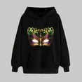 thumbnail image 2 of VBTAPA Womens Mardi Gras Hoodie Carnival Mask Print Long Sleeve Drawstring Hooded Sweatshirt Trendy Casual Pullover Hoodies Gifts for Teen Girls Black L, 2 of 6
