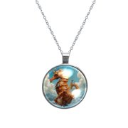 Hippocampus Elegant Glass Circular Pendant Necklace - Women's Fashion Necklace with Stunning Design