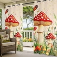 thumbnail image 5 of Outdoor Curtains for Patio Waterproof, Red Mushroom Windproof Pravicy Outside Porch Blackout Curtain, Watercolor Spring Summer Floral Sun Blocking Grommets Curtains for Cabana Gazebo 54"x108", 5 of 9